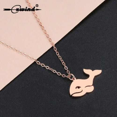 Cxwind Fashion Ocean Fish Necklace Stainless Steel Fish Charm Necklaces Jewelry Mom Gift Choker for Women Statement Gift