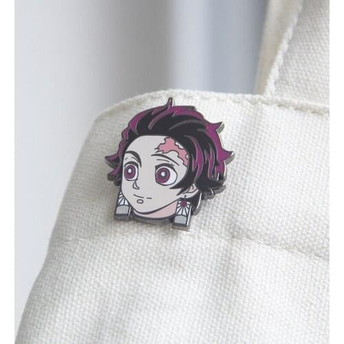 Demon Slayer Kimetsu no Yaiba Nezuko Tanjirou Metal Badge Pin Cosplay Kamado Tanjirou Brooches Pins Fans Bag Gift Anime Prop Cos