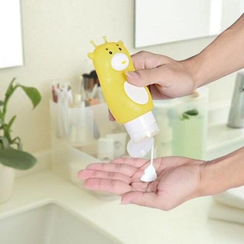 50/70/90ml Travel Set Empty Bottle for Shampoo Shower Emulsion Cosmetic Cute Candy Color Cartoon Animals Portable Silica Gel