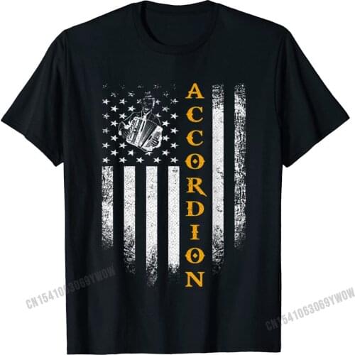 Vintage USA Accordion Player American Flag Patriotic Gift T-Shirt Camisas Men Cotton Tops Tees For Men Gift Tshirts Cosie Cheap