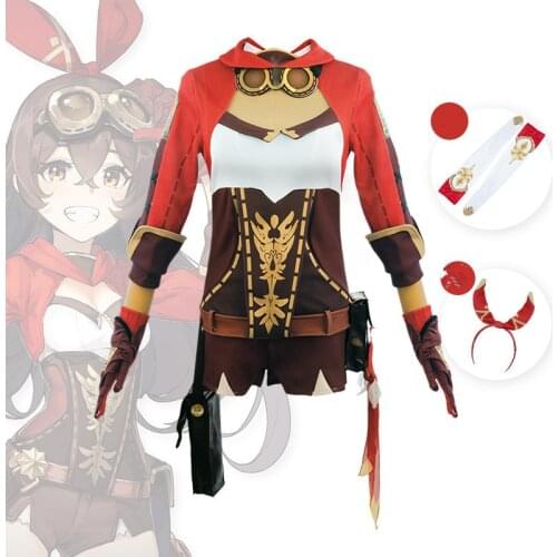 Game Genshin Impact Amber Cosplay Costumes Set Clothing Shorts Socks Accessories Wig Suit Girls Women Prop