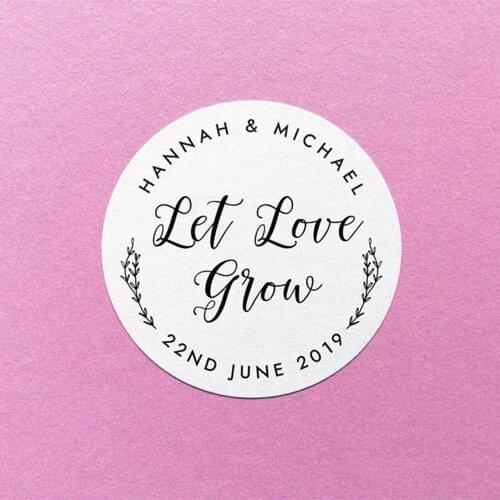 Personalize text Let Love Grow Wedding gift Stickers Seals Botanical seed packet labels birthday baby shower favors gift sticker