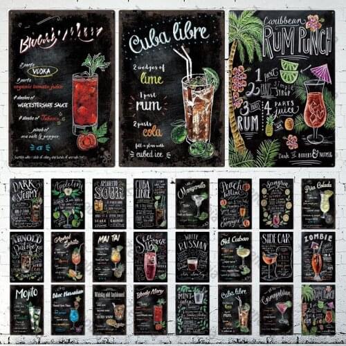 Classic Whiskey Metal Signs Plaque Vintage Dark Slormy Rum Punch Mojito for Bar Pub Club Man Cave Wall Decoration Metal Poster