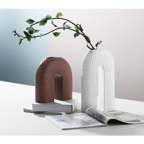 Creative U-shaped Arch Bridge Shape Small Mouth Ceramic Vase Home Desktop Flower Arrangement Dried Flower Decoration