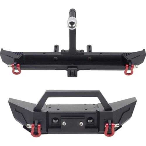 Metal Front & Rear Bumper Bull Bar with Spare Tire Carrier for 1/10 RC Crawler Car Axial SCX10 90046 Traxxas TRX-4 Parts