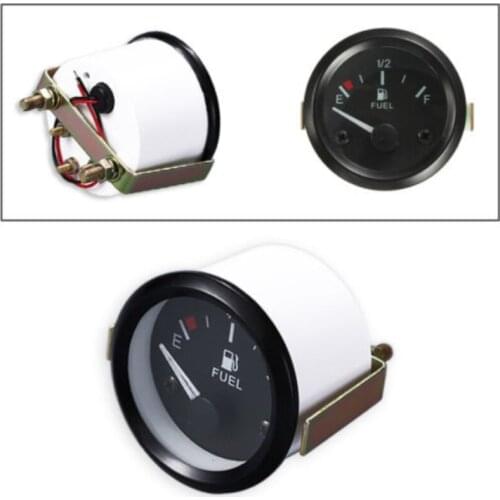 Mini 2"52mm Black Round Car Truck Fuel Level LED Gauge Meter E-1/2-F Pointer Kit