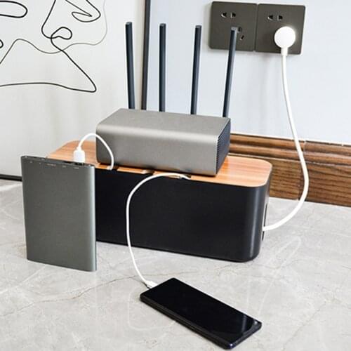 Multi-functional Desktop Network Line Bin Power Strip Wire Cable Storage Box Household Office Accessaries Supplies Parts