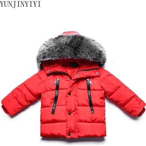 Hot fashion casual boy solid color long section winter fur collar hooded waist thickened down cotton outdoor warm jacket