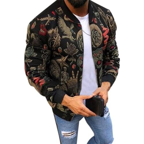 Men Jacket New Fashion Slim Printed Jacket Mens Spring and Autumn Trend Zipper Long Sleeve Casual Jacket Mens Clothing