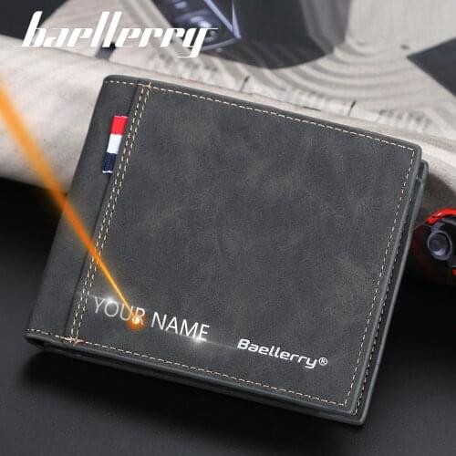 Fashion Customized Men Wallets Free Name Engraving Card Slots High Quality Male Purse New PU Leather Coin Holder Men Wallets
