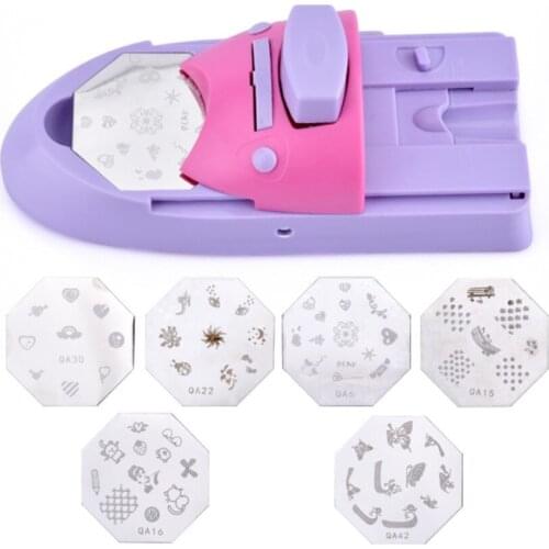 DIY Nail Art Printer Printing Manicure Machine Stamp Set+6 Metal Pattern Plates Scraper Printing Chart Plate NO Nail Polish