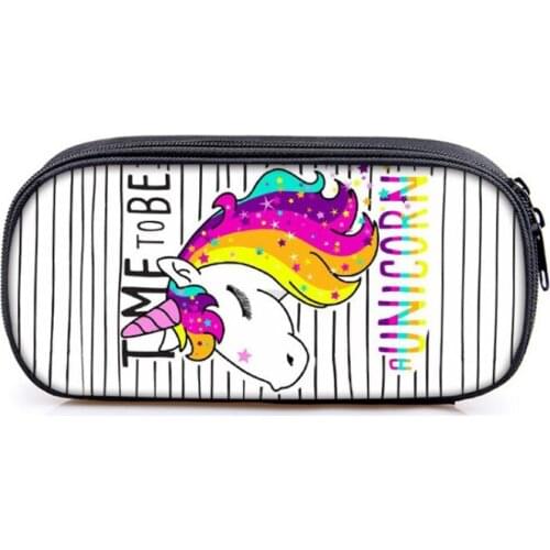 Latest fashion style unicorn pencil bag boys nylon pencil case children school supplies stationery