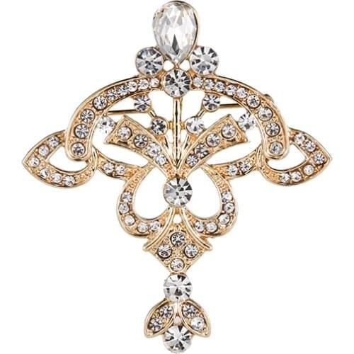 WEIMANJINGDIAN New Arrival Vintage Style Clear Rhinestones Gold Color Plating Alloy Brooches Jewelry Accessories