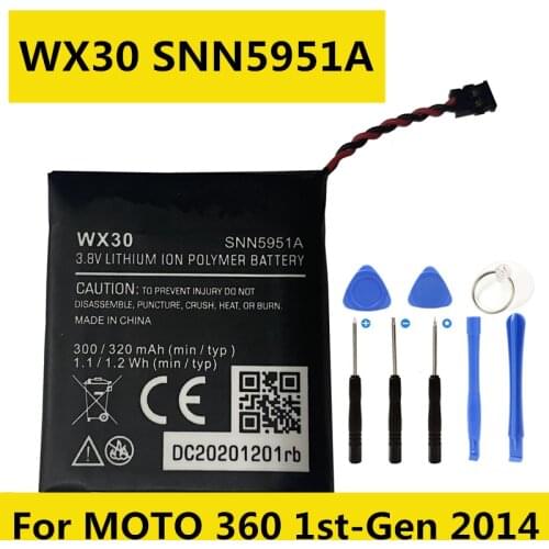 NEW Original Battery WX30 SNN5951A For Motorola moto 360 1st-Gen 2nd 46mm FW3L SNN5962A 42mm FW3S SNN5971A Smart Watch Batteries