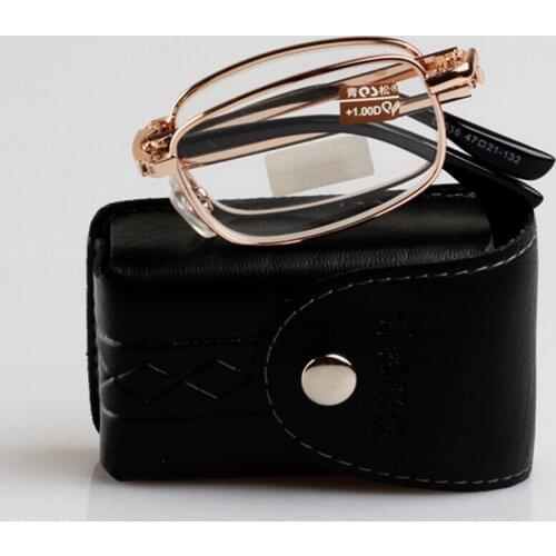2019 Pu Case Golden Belt Foldable Noble Wear Portable Metal Mini Convenience Reading Glasses+1.0 +1.5 +2.0 +2.5 +3.0 +3.5+4.0