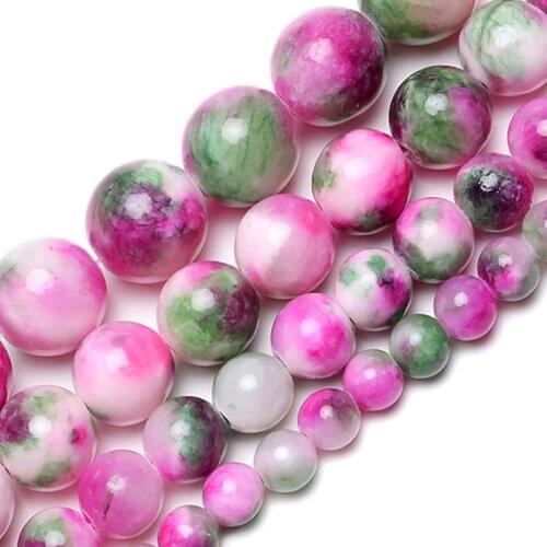 Wholesale Natural Pink Green Persian Jades Smooth Round Beads 6mm 8mm 10mm 12mm For DIY Jewelry Making Necklace