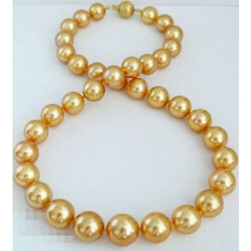 10-11mm natural gold south seas pearl necklace 19inch