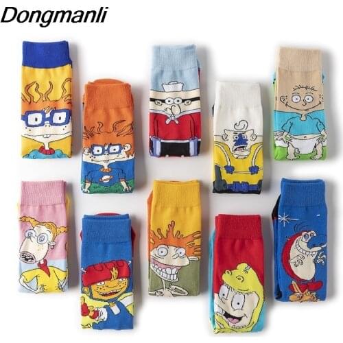 P5043 1 Pair Anime Figures Personalised Cotton Socks Casual Breathable Long Section Unisex