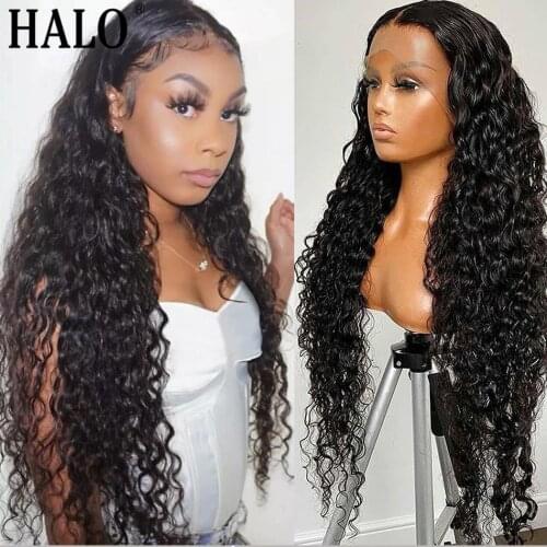 Curly 4X4 Closure Human Hair Wig 13x4 Lace Front Wig Deep Wave Frontal Wig Pre Plucked 360 Lace Wigs Black Women Remy Water Wave