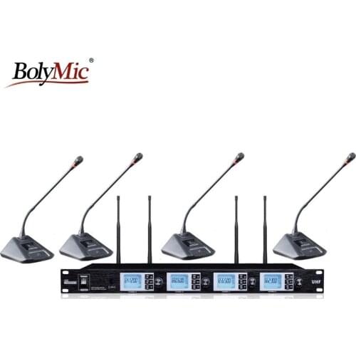 Bolymic Professional 4 channels wireless Microphone uhf Gooseneck Conference Microphone