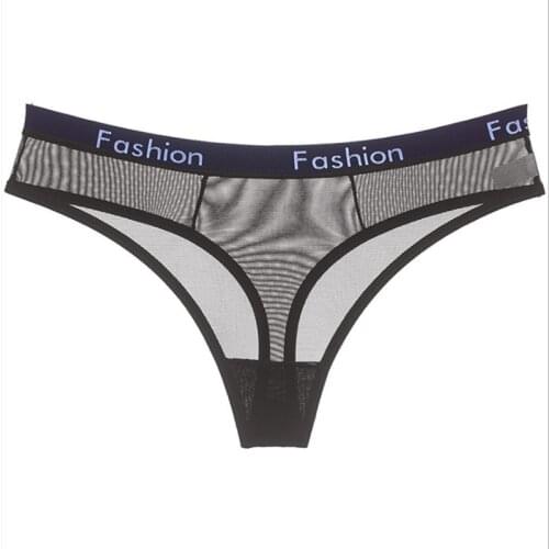 Transparent Mesh Underwear Women Solid Low-Rise Sexy Panties Women Thongs And G String Breathable Seamless Panties Briefs