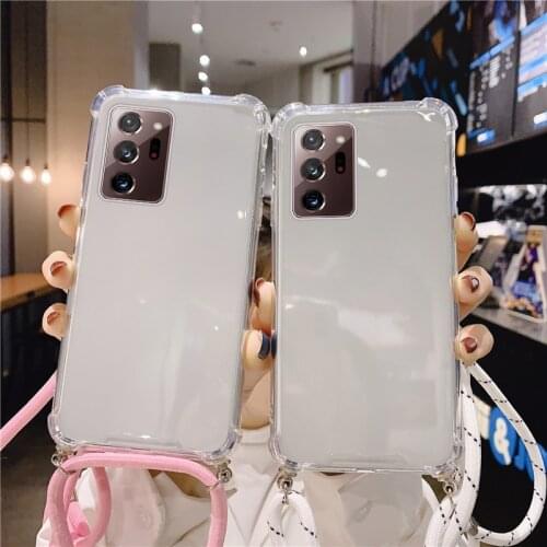 Luxury Lanyard Silicone Phone Case For Samsung Galaxy S21 S20 S10 S9 S8 Note 20 10 9 8 Lite Plus Ultra-thin Necklace Strap Cover