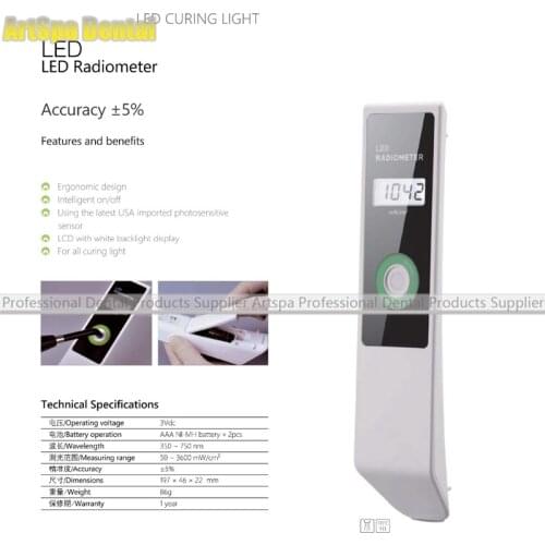 Dental Curing Light Meter Visible LED radiometer curing intensity Battery with LCD screen