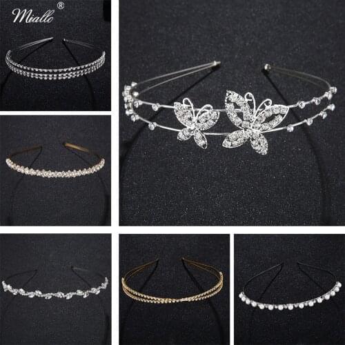 Miallo Wedding Bridal Tiara for Bride Fashion Rhinestone Tiara Crown Princess Hair Jewelry Accessories Rim for Hair for Women