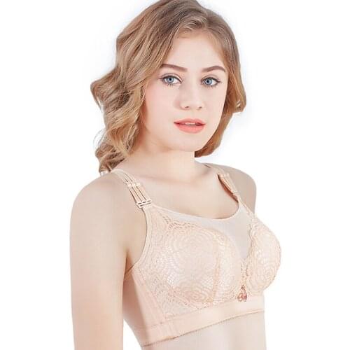 Thin plus size bra cup adjustable push up side gathering furu mm Large c cup e cup womens underwear 3/4 Cup Lace Push Up Bra Bh