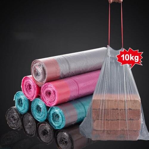 Thickened Garbage Bag Portable Drawstring Closure Kitchen Garbage Plastic Bag Disposable Large Household Cleaning Tool