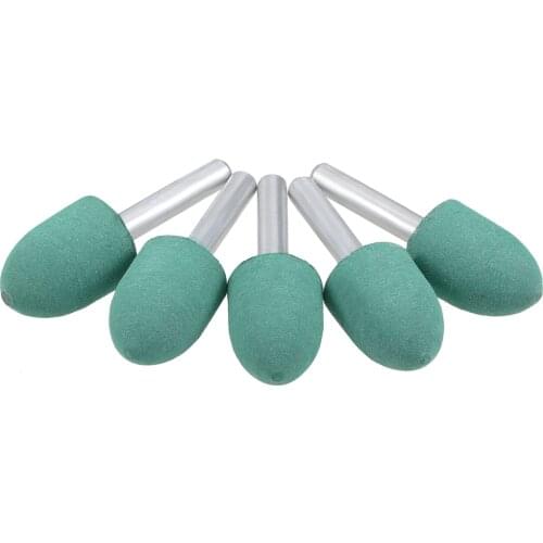 Uxcell 5 Pcs 18mm Rubber Polishing Burrs Bits Tapered with 1/4-inch Shank Buffing Wheels for Rotary Tools Green