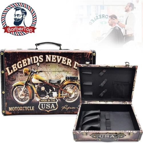 Vintage Leather Barber Suitcase Tool Travel Box Salon Hairdressing Accessories Box Scissors Comb Tool Box Makeup Storage Box