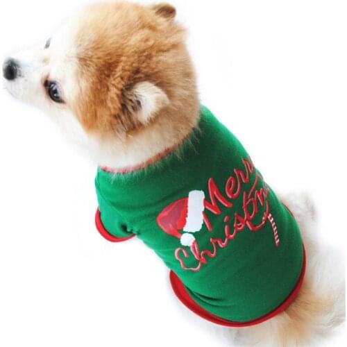 Pet Dog Christmas Costume Small Medium Dogs T-Shirt Letter Print Puppy Clothes Pets Festival Clothing