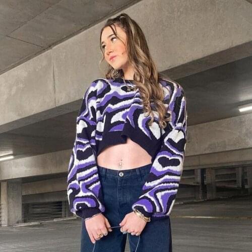 Long Sleeve Purple Knitted Women Sweater Autumn Winter Short Warm Pullovers Sweater Basic Stretch Jumpers 2021 New Dropshipping