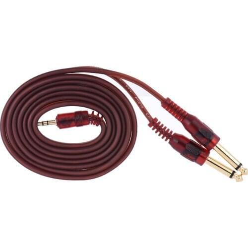 1.5m / 5ft Stereo Audio Cable Cord Wire 3.5mm 1/8" Male to Dual 6.35mm 1/4" TS Male Plug for Computer Mixer Mixing Console