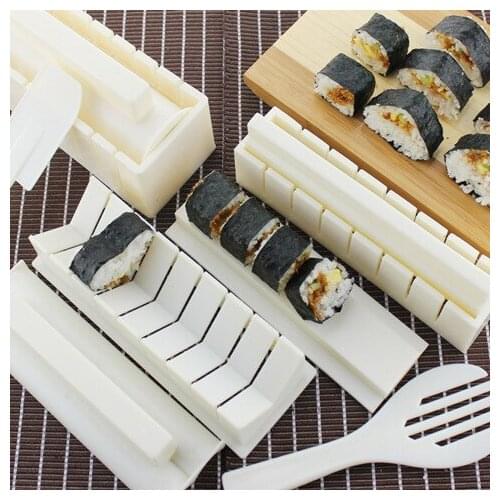 10pcs/Set Easy To Use DIY Rice Ball Sushi Maker Mold Kitchen Sushi Making Tool Set for Sushi Roll Kitchen Accessory Cooking Tool