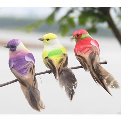 1x artificial feather birds nest decorative mini swallows home garden ornaments