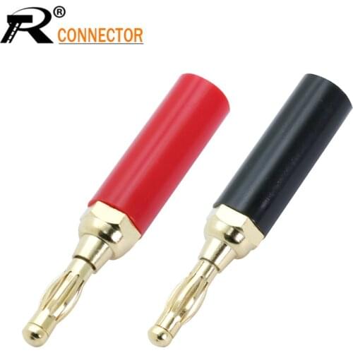 2pcs/1pair Banana plugs Gold-plated black/red 4mm BANANA connector jack speaker plug terminals with screw locks wire connector