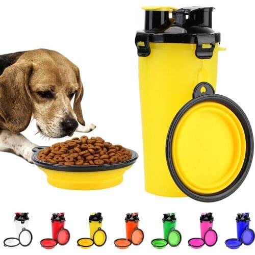 2 in 1 Collapsible Portable Pet Water Dispenser Pet Feeder Outdoor Bottle Folding Drinking Bowls Dog Cat Water Bottle