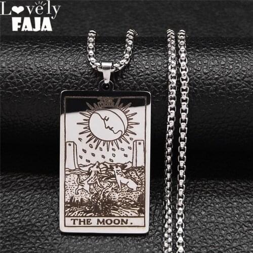 2021 Wicca Tarot Card Waite Major Arcana Pagan Stainless Steel Pendant Necklace Amulet Chain Necklace Jewelry colgante NXH172S03