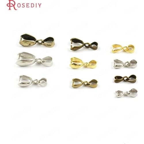 25149)40PCS Clasp Height 3MM 5MM 8MM 10MM Antique Bronze Brass Necklace Charms Clasps Pendants Connector Jewelry Accessories