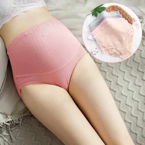 4pcs/lot cotton Women 's High-waist Classic briefs Soft Abdomen care Underwear intimates pregnant panties maternity underpants