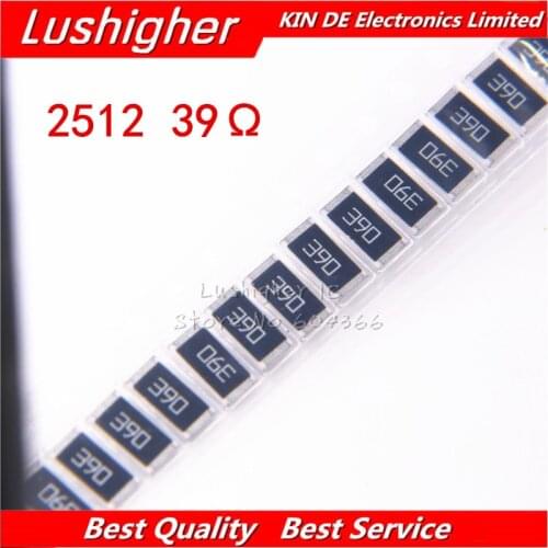 50PCS 2512 SMD Resistor 1W 5% 39R 39 Ohm 39ohm 390hm marking: 390