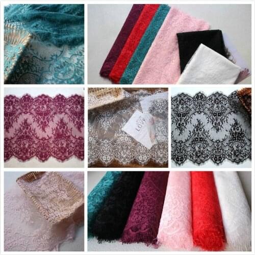 6M/Lot Multicolor White black Exquisite Eyelash Lace Trim Embroidery Lace Fabric Diy Wedding Dress Clothing Accessories