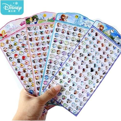 98Pcs/Sheet Disney Frozen Princess Girl Stickers 3D Acrylic Crystal Aesthetic Cute Cartoon Anime Reward Book Sticker Kids Gift