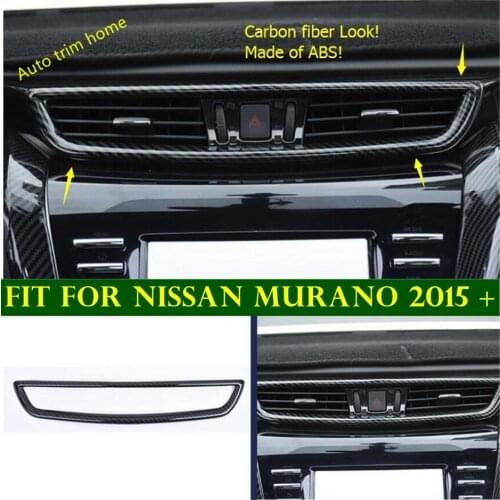 Auto Accessories Carbon Fiber Look Center Air Conditioning AC Outlet Vent Frame Cover Trim For Nissan Murano 2015 2016 2017 2018