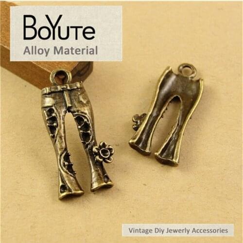 BoYuTe (60 Pieces/Lot) 23*11MM Zinc Alloy Materials Antique Bronze Plated Vintage Jeans Pendant Diy Jewelry Findings