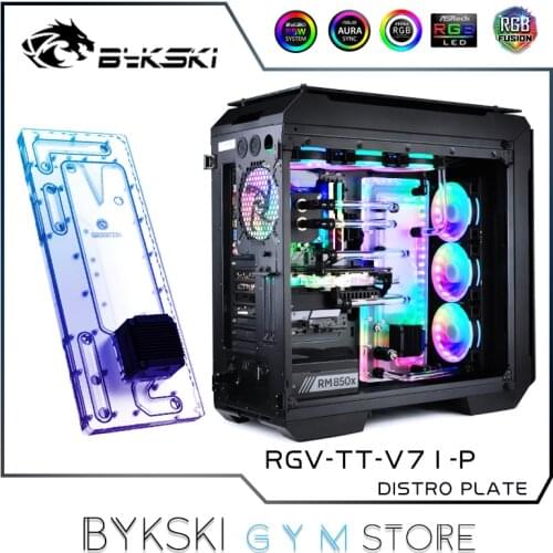 Bykski Distro Plate For TT View 71 Case, 2X 360 Radiator Water Cooling Loop Solution, 12V/5V RGB SYNC, RGV-TT-V71-P
