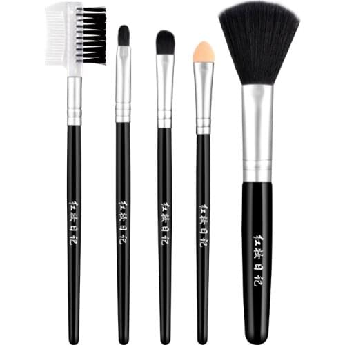 Black 5Pcs Makeup Brushes Natural Hair Eyeshadow Blending Eyeliner Makeup Brush Set Shader Eyebrow Brochas Maquillaje