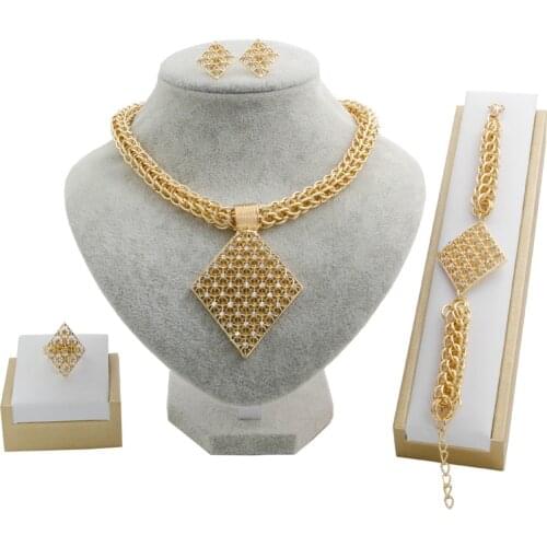 Dubai New Fashion Women 18 Gold Jewelry Sets Creative with Pendant Design High-end Luxury Charm Bride Jewelry Accessories